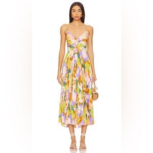 ASTR Blythe Floral Plisse Midi Dress